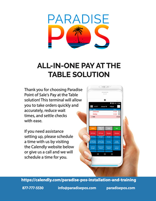 Paradise All-In-One Pay at the Table Solution guide